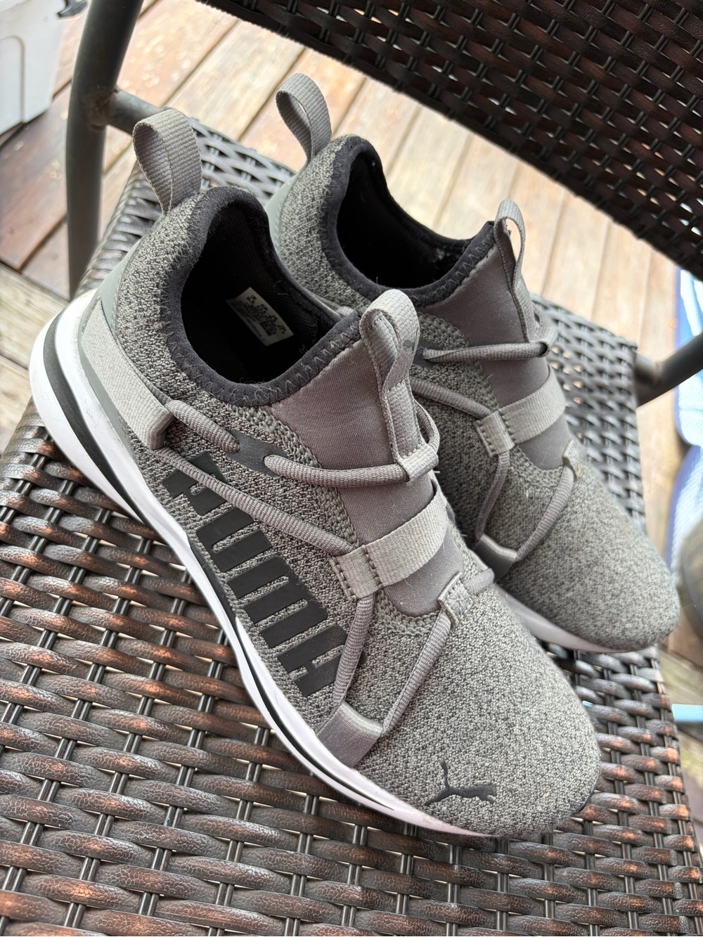 Men's Puma Gray Knit Athletic Slip-On Sneakers